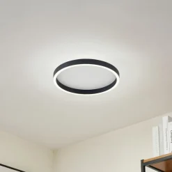 Lucande LED-loftlampe Rotundo, Ø 40 cm, sort, dæmpbar