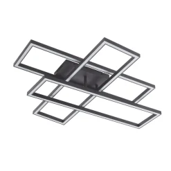 Lucande LED-loftslampe Tjado, 94 cm lang, sort, metal