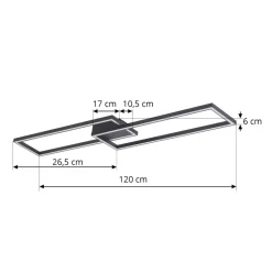 Lucande LED-loftslampe Tjado, 120 cm lang, sort, metal
