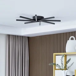 Lucande LED-loftslampe Tjado, Ø 70 cm, sort, metal