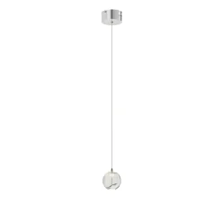 Lucande LED-pendellampe Hayley, Ø 9 cm, kromfarvet, glas