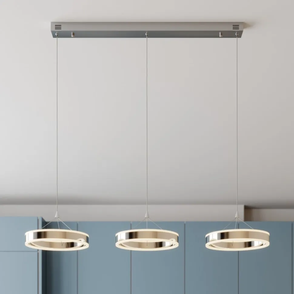 Lucande LED-pendellampe Lyani, 115 cm, 3 lyskilder, krom, dæmpbar