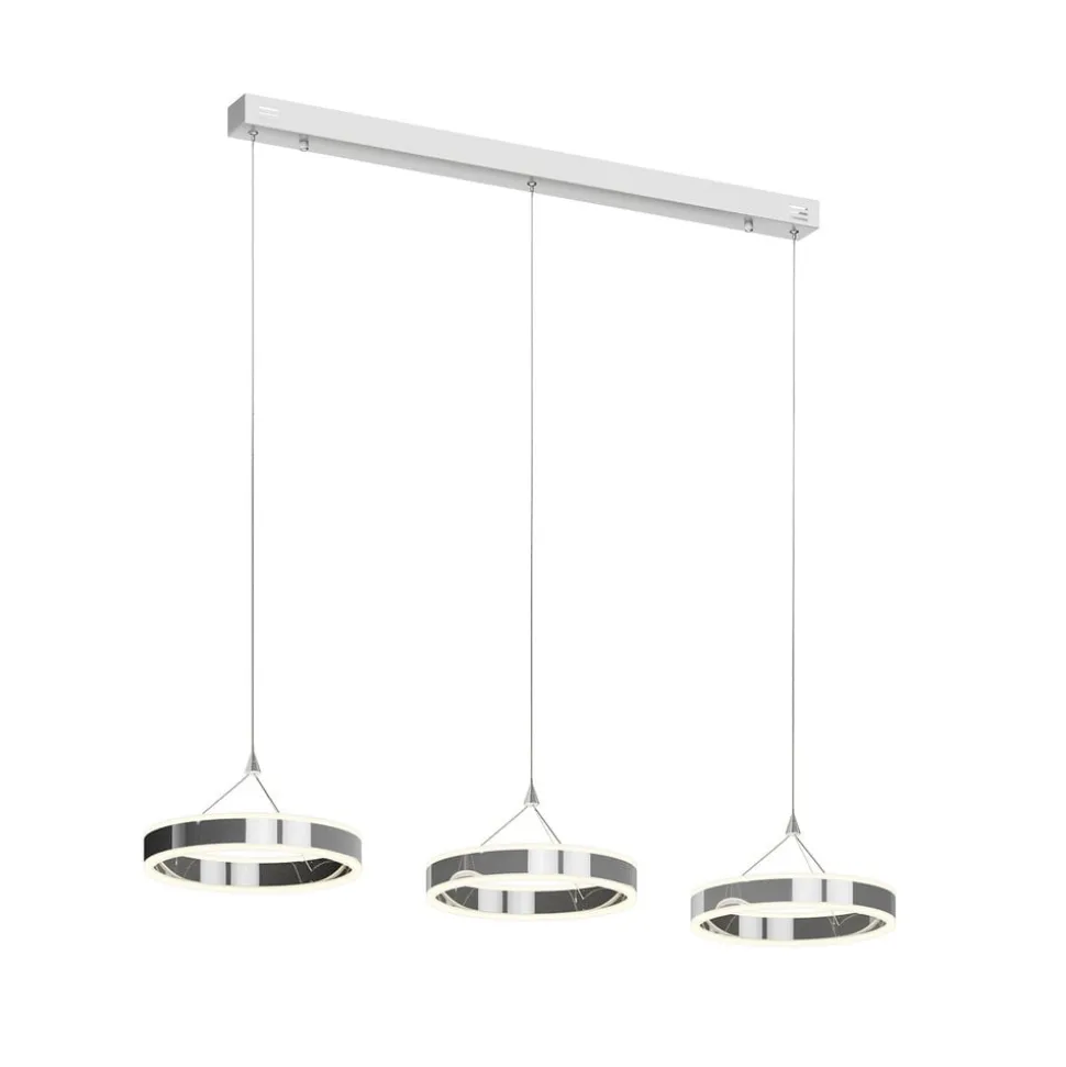 Lucande LED-pendellampe Lyani, 115 cm, 3 lyskilder, krom, dæmpbar