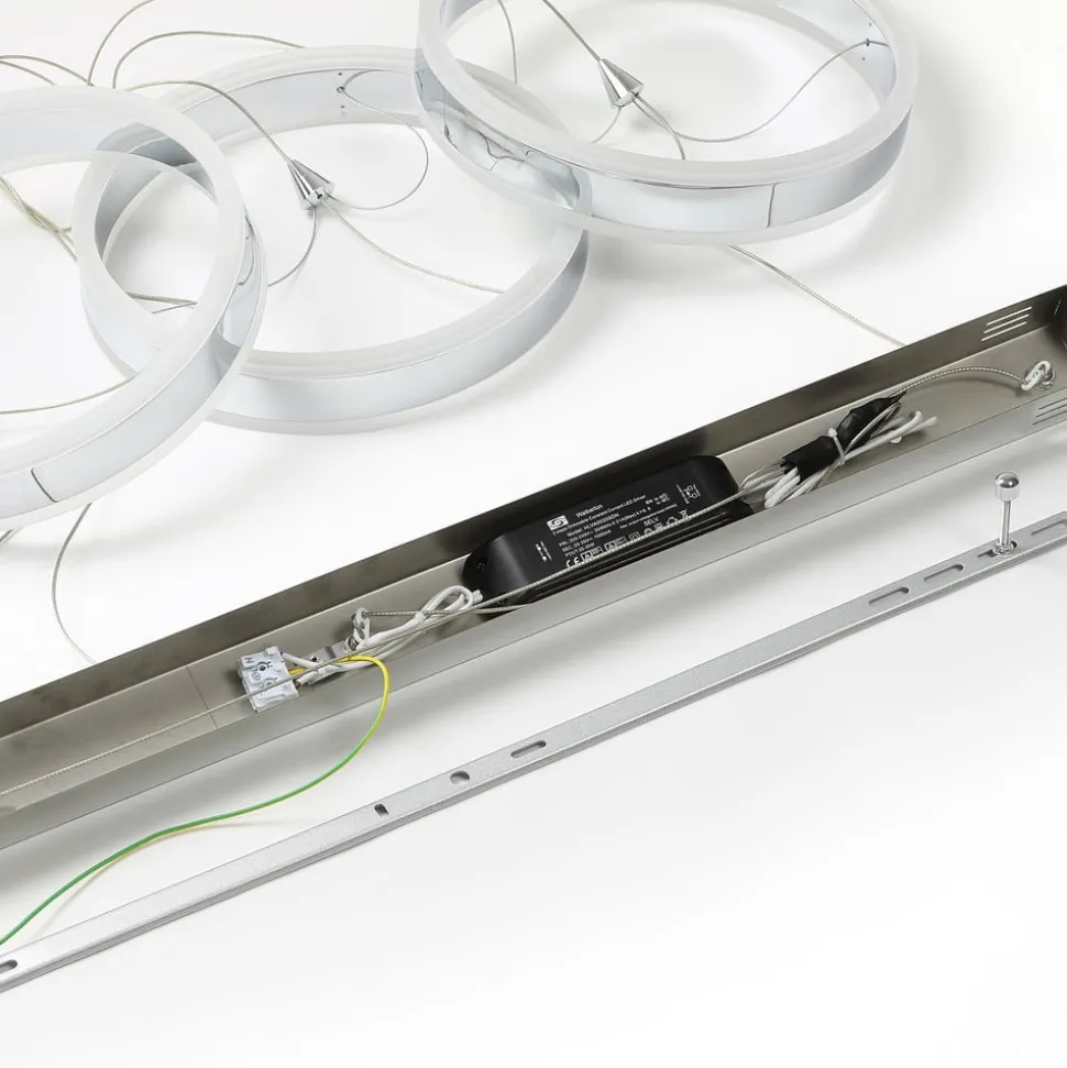 Lucande LED-pendellampe Lyani, 115 cm, 3 lyskilder, krom, dæmpbar