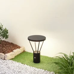 Lucande LED-sokkellampe Elario, 44 cm, sort, sensor