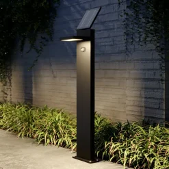 Lucande LED-solcellelampe Silvan, 100 cm, sensor, antracit