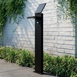 Lucande LED-solcellelampe Silvan, 100 cm, sensor, antracit