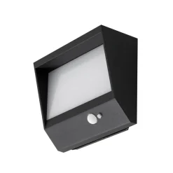 Lucande LED-solcellevægslampe Dava, 14 cm høj, aluminium, sensor