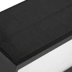 Lucande LED-solcellevægslampe Dava, 14 cm høj, aluminium, sensor