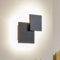 Lucande LED-væglampe Elrik, sort, 27 cm høj, metal