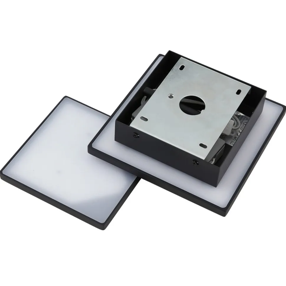 Lucande LED-væglampe Elrik, sort, 27 cm høj, metal