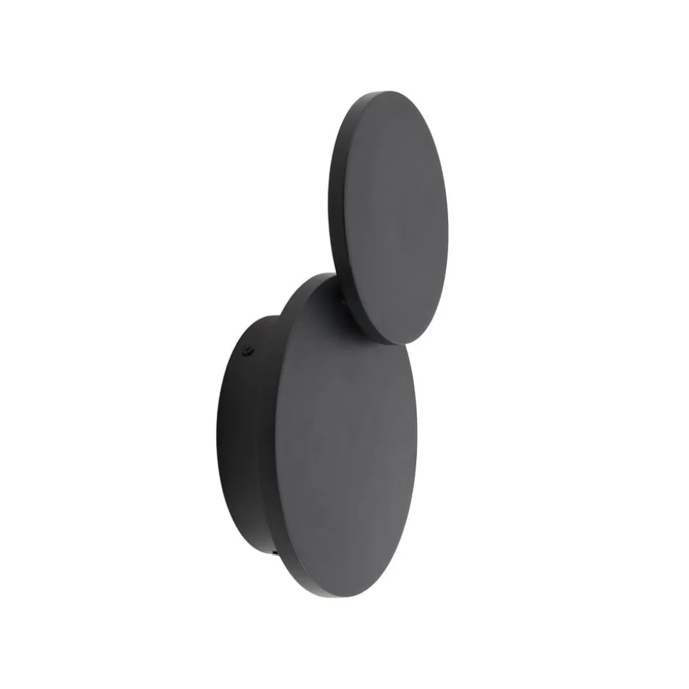 Lucande LED-væglampe Elrik, sort, 20 cm høj, metal