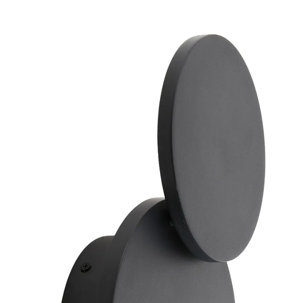 Lucande LED-væglampe Elrik, sort, 20 cm høj, metal