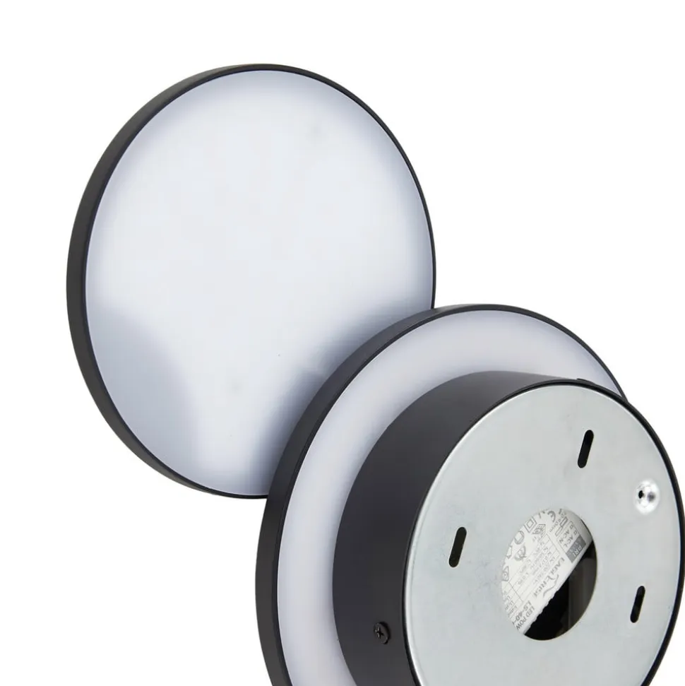 Lucande LED-væglampe Elrik, sort, 20 cm høj, metal