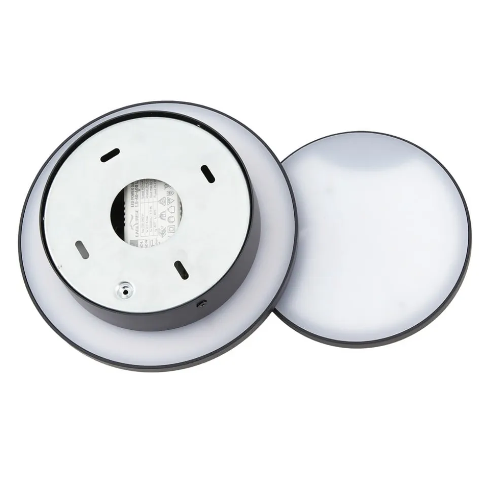 Lucande LED-væglampe Elrik, sort, 20 cm høj, metal