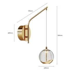 Lucande LED-væglampe Hayley, guldfarvet, glas, 34 cm høj