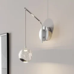 Lucande LED-væglampe Hayley, kromfarvet, glas, højde 34 cm