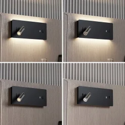 Lucande LED-væglampe Kimo, 32 cm, sort, aluminium, USB