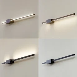 Lucande LED-væglampe Skaila, sort, længde 90 cm, 3.000 K