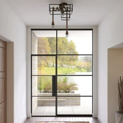 Lucande loftlampe Andrik, 44 cm, 3 lyskilder, hampereb, metal