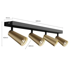 Lucande loftlampe Angelina, 4 lyskilder, messing/guld