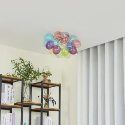 Lucande loftlampe Diborah, farvet, glas, Ø 50 cm, G9