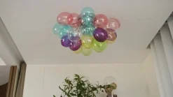 Lucande loftlampe Diborah, farvet, glas, Ø 50 cm, G9