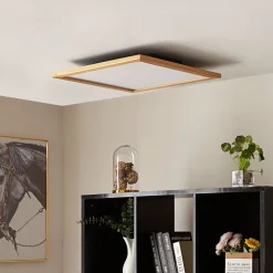 Lucande loftlampe Joren, 52 cm, træ, CCT, fjernbetjening