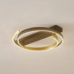 Lucande loftlampe Natsuma, sort/guld, metal, Ø 50 cm