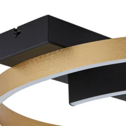 Lucande loftlampe Natsuma, sort/guld, metal, Ø 50 cm