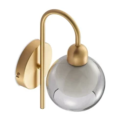 Lucande Mylah væglampe med glasskærm, messing