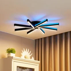 Lucande Smart LED-loftlampe Tjado, Ø70 cm, sort, RGBW