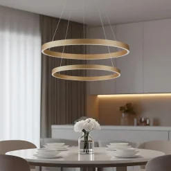 Lucande Smart LED-pendel Yonam, guld, 2-lys, Tuya