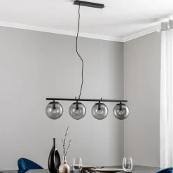 Lucande Sotiana hængelampe, 4 glaskugler, sort