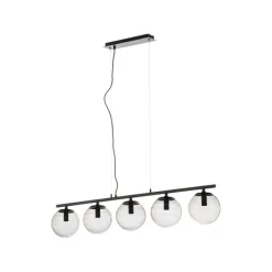 Lucande Sotiana hængelampe, 5 glaskugler, sort