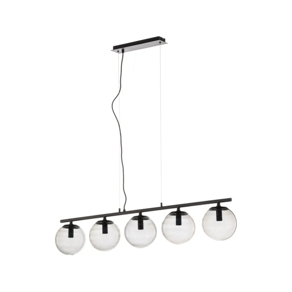 Lucande Sotiana hængelampe, 5 glaskugler, sort