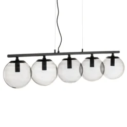 Lucande Sotiana hængelampe, 5 glaskugler, sort