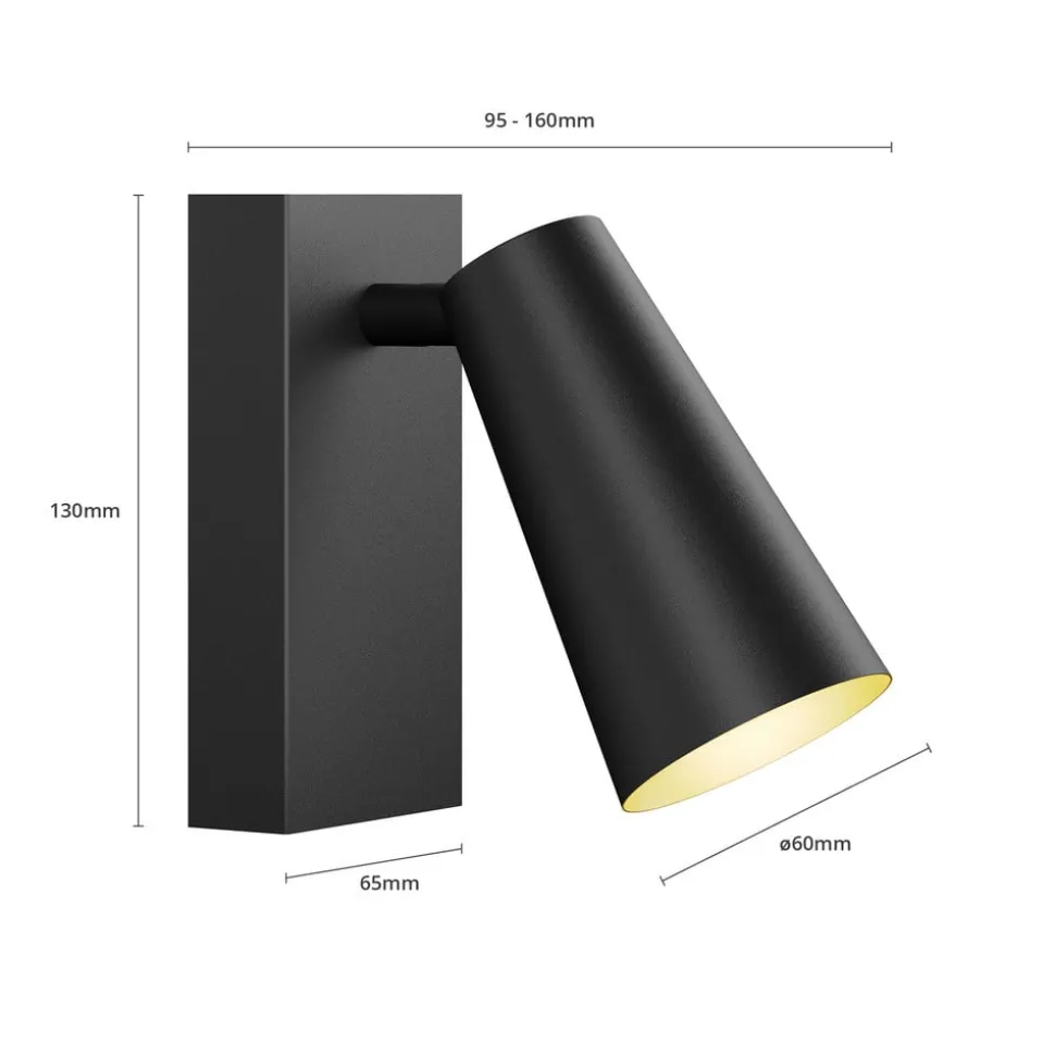 Lucande spotlight Angelina, sort/guld, metal, 1 lyskilde.