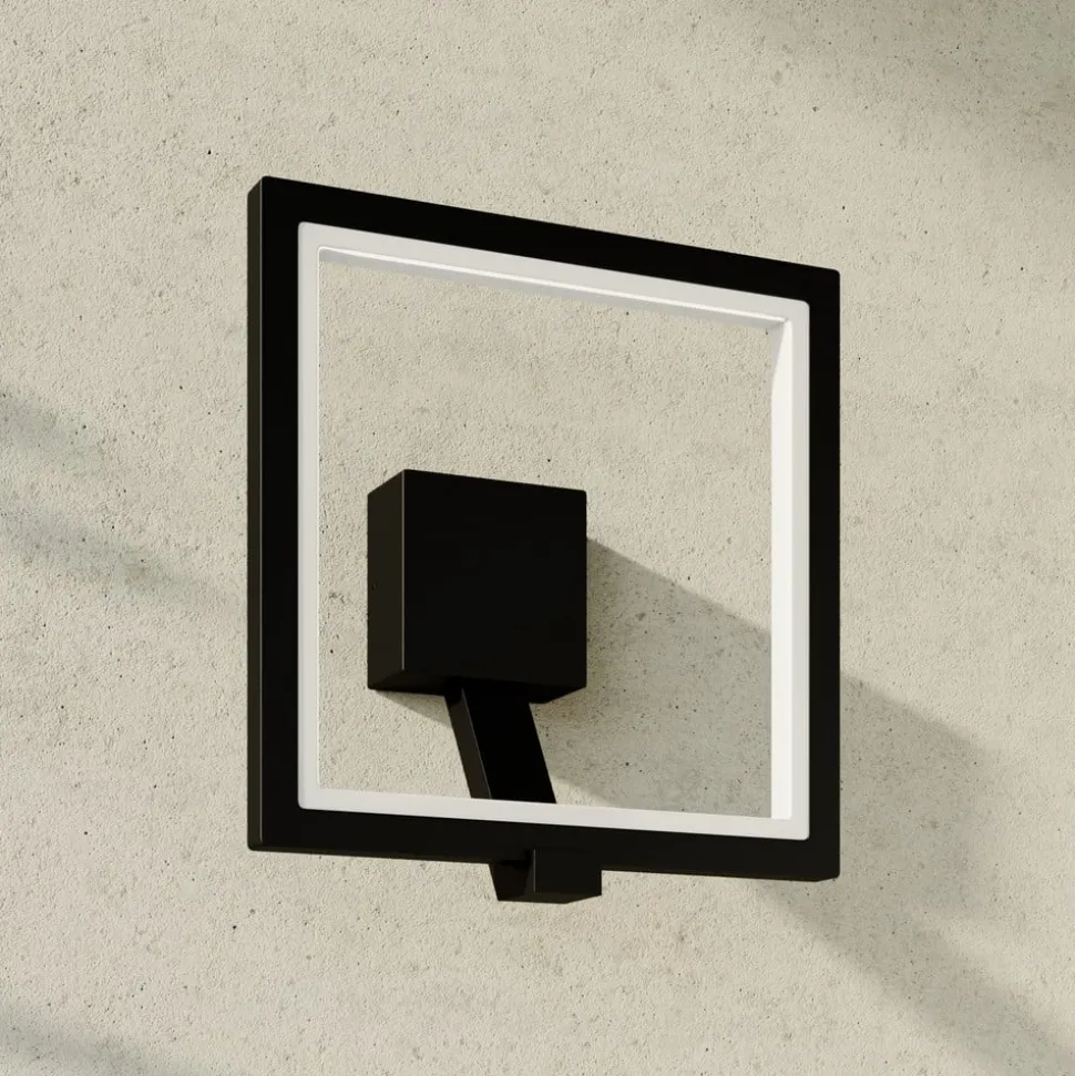 Lucande Square LED-væglampe, antracit, metal, IP65