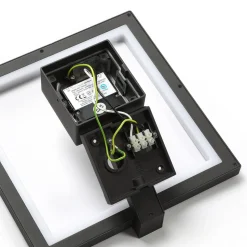 Lucande Square LED-væglampe, antracit, metal, IP65