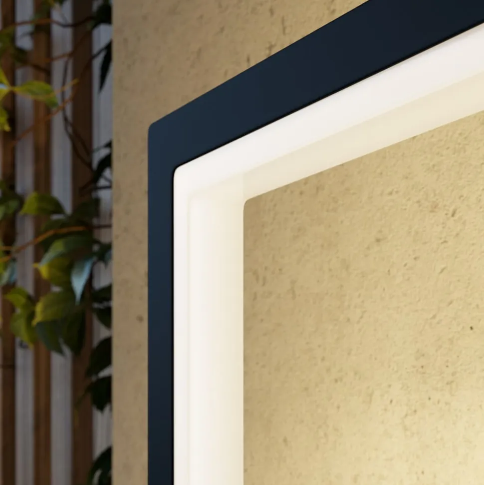 Lucande Square LED-væglampe, antracit, metal, IP65