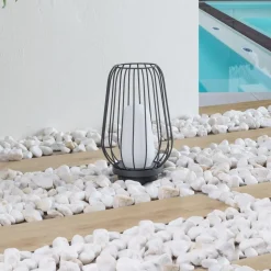 Lucande terrasselampe Chandan, 32,1 cm, sort, aluminium