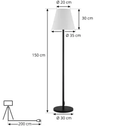 Lucande terrasselampe Jaimy, sort, aluminium, 150 cm