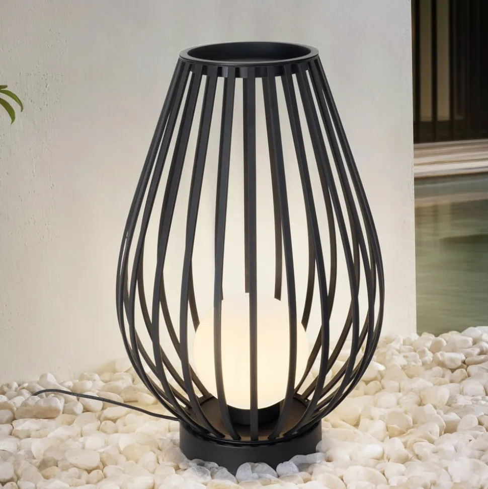 Lucande terrasselampe Marrin, sort, metal, Ø 46cm