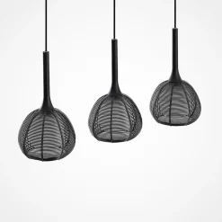 Lucande Tetira hængelampe, 3 lyskilder, lang, sort