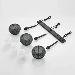 Lucande Tetira hængelampe, 3 lyskilder, lang, sort