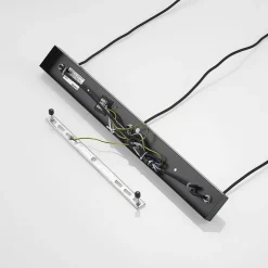 Lucande Tetira hængelampe, 3 lyskilder, lang, sort