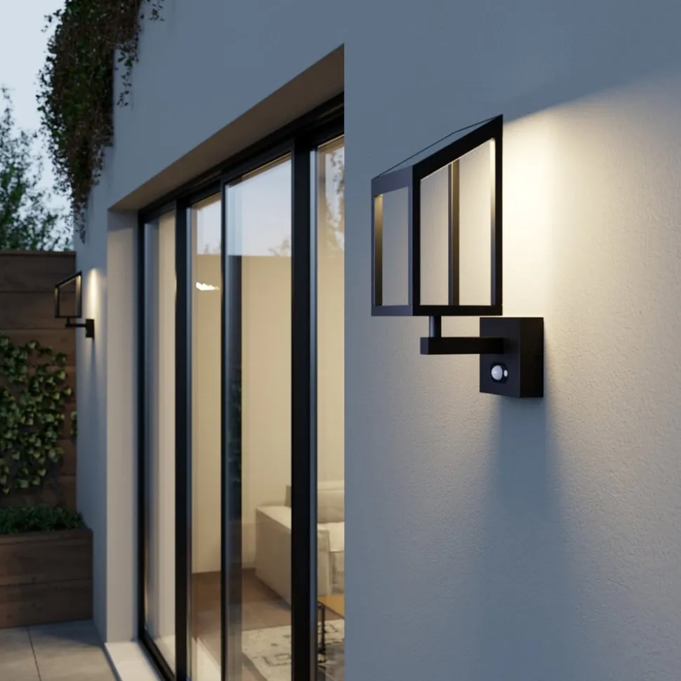 Lucande Timeo LED-udendørs væglampe med solcelle