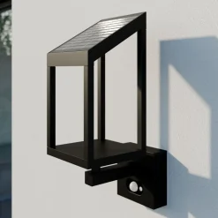 Lucande Timeo LED-udendørs væglampe med solcelle