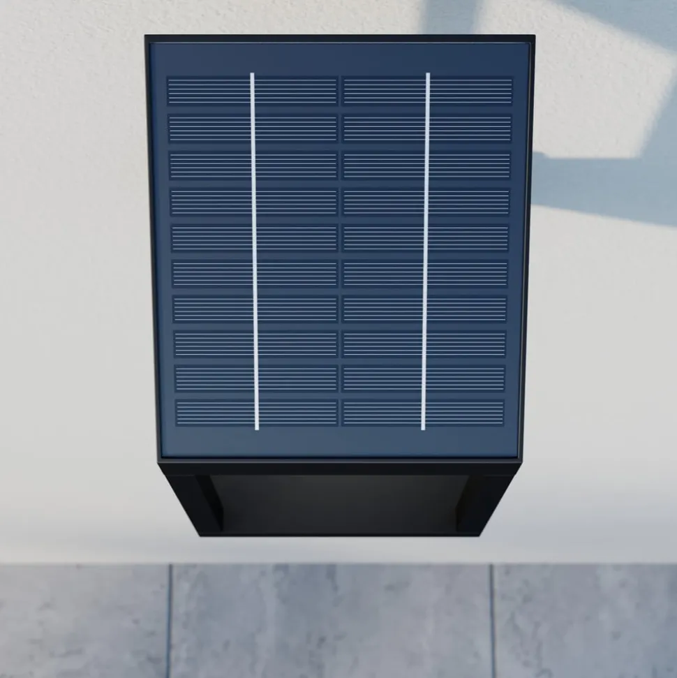 Lucande Timeo LED-udendørs væglampe med solcelle